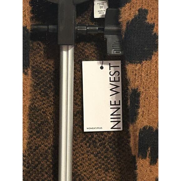 NWT Nine West Women's size 1X Clean Collar Coatigan Leopard Sweater - Picture 2 of 5